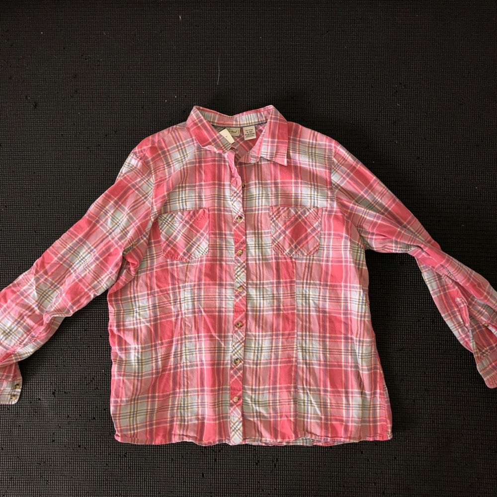 LL Bean plaid button down